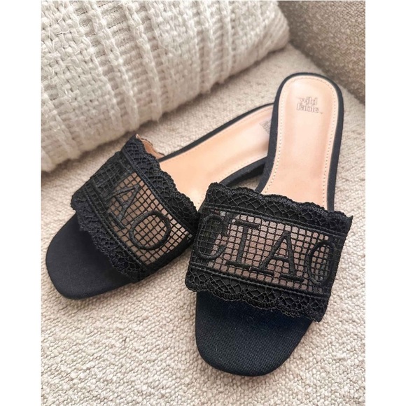 Josephina Lace Flat Sandals - Wild Fable Black Slip On, Memory Foam, Open Toe - Picture 6 of 9